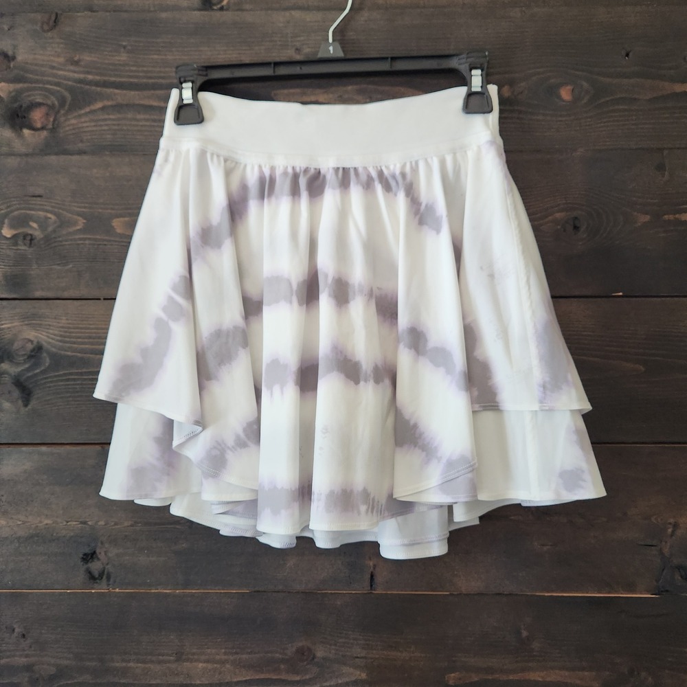 Lululemon Court Rival HR Skirt Skort 4 White Graphite Grey Tie Dye